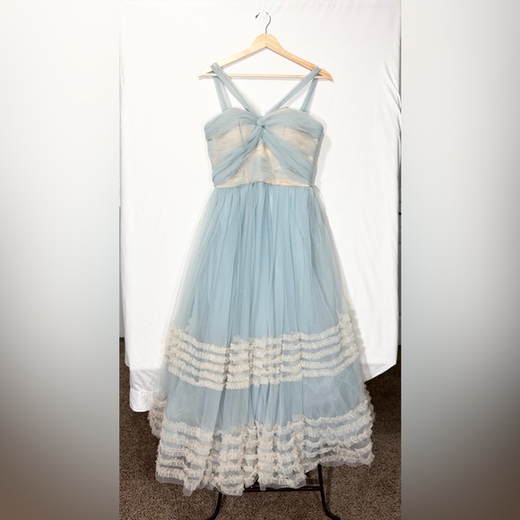 Miss Rosier Dresses & Skirts - Miss Rosier Jasmine Blue Tulle Maxi Dress Size L Formal Wedding Guest